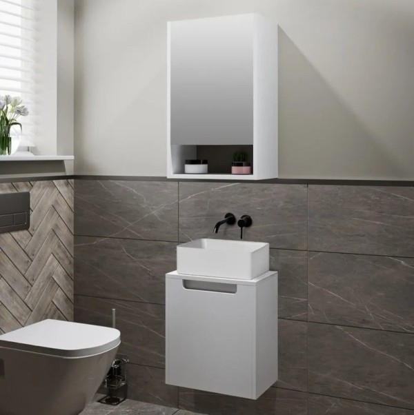 Мебель для ванной комнаты Runo Бари Микра 40 белая, раковина Duo 40