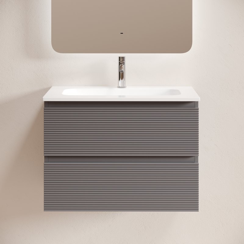 Тумба с раковиной Sancos Folk 70 2я подвесная, grey soft, раковина CN7031