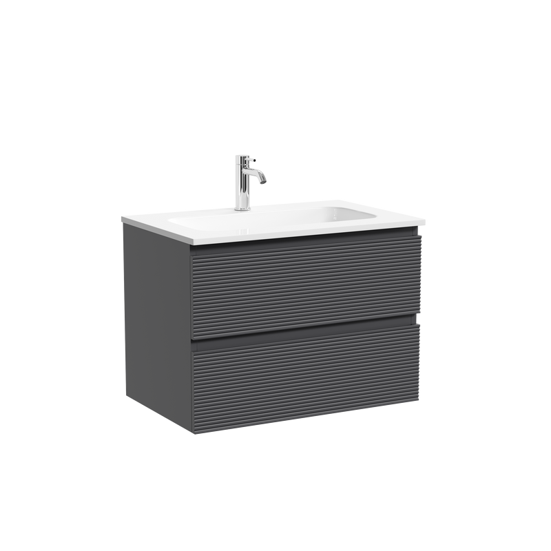 Тумба с раковиной Sancos Folk 70 2я подвесная, grey soft, раковина CN7031