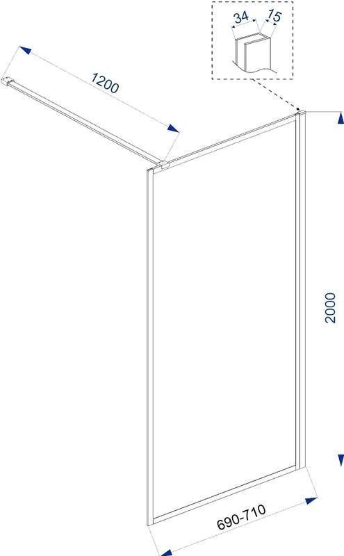 Душевая перегородка Veconi Korato KR80-70-01-C8 70 см