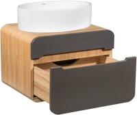 Тумба с раковиной Runo Ницца 60 дуб натуральный, графит, раковина Ovale 50