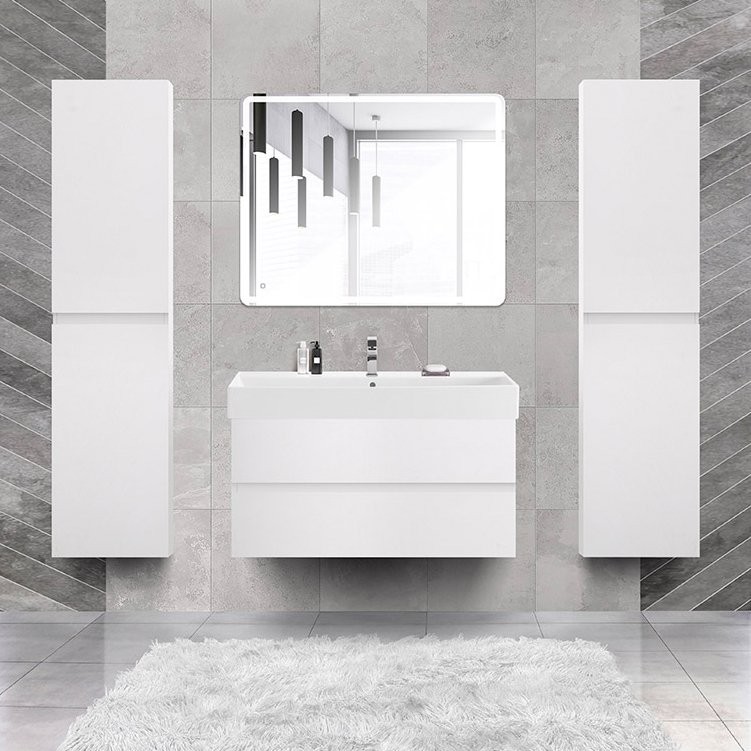 Мебель для ванной комнаты Cezares Molveno 46 100 bianco ghiaccio, с раковиной Cezares CZR-MIL-100-LVB