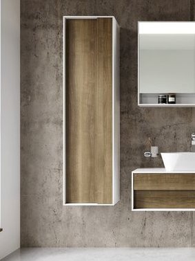 Шкаф-пенал для ванной Ravak Step SB 43 L/R глянцевый белый, орех