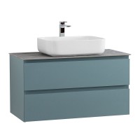 Тумба под раковину со столешницей BelBagno Kraft 80 подвесная, матовая голубая, столешница kep-80-grn