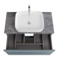 Тумба под раковину со столешницей BelBagno Kraft 80 подвесная, матовая голубая, столешница kep-80-grn