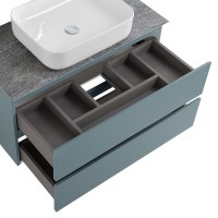 Тумба под раковину со столешницей BelBagno Kraft 80 подвесная, матовая голубая, столешница kep-80-grn