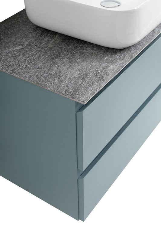 Тумба под раковину со столешницей BelBagno Kraft 80 подвесная, матовая голубая, столешница kep-80-grn