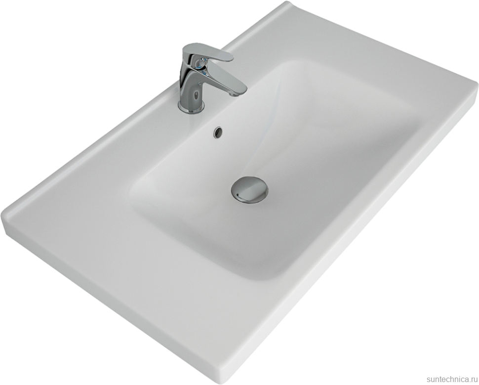 Тумба с раковиной Lemark Olivia 80 дуб кантри, белая глянцевая, раковина Гармония