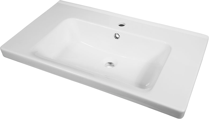 Тумба с раковиной Lemark Olivia 80 дуб кантри, белая глянцевая, раковина Гармония