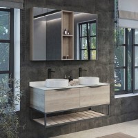 Мебель для ванной комнаты Comforty Порто 120 две раковины, подвесная, дуб дымчатый