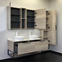 Мебель для ванной комнаты Comforty Порто 120 две раковины, подвесная, дуб дымчатый