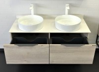 Мебель для ванной комнаты Comforty Порто 120 две раковины, подвесная, дуб дымчатый