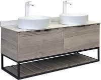 Мебель для ванной комнаты Comforty Порто 120 две раковины, подвесная, дуб дымчатый