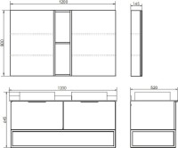 Мебель для ванной комнаты Comforty Порто 120 две раковины, подвесная, дуб дымчатый