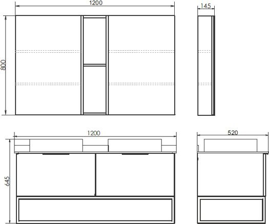 Мебель для ванной комнаты Comforty Порто 120 две раковины, подвесная, дуб дымчатый