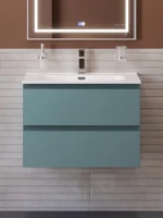 Тумба с раковиной BelBagno Kraft 70 подвесная, матовая голубая, раковина bb700etl