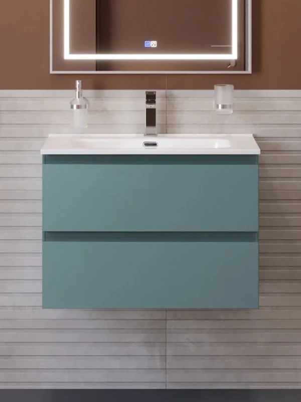 Тумба с раковиной BelBagno Kraft 70 подвесная, матовая голубая, раковина bb700etl