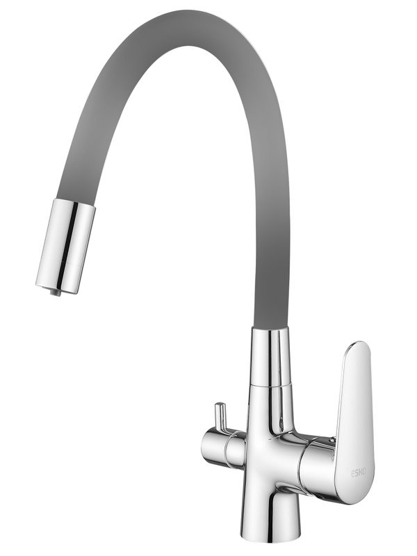 Смеситель для кухни ESKO Coral CL03GChr с гибким изливом, серый