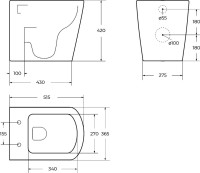 Унитаз приставной напольный BelBagno Albano BB120CBR безободковый, крышка BB903SC с микролифтом