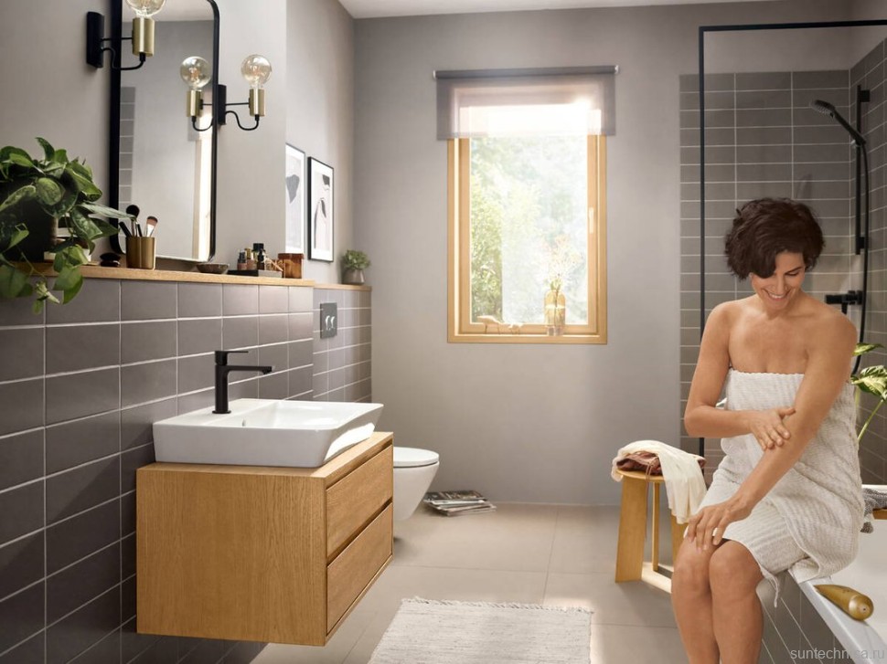 Смеситель для раковины Hansgrohe Rebris E 72559670 с донным клапаном, черный матовый