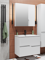 Тумба с раковиной Runo Палермо 60 подвесная, глянцевая белая