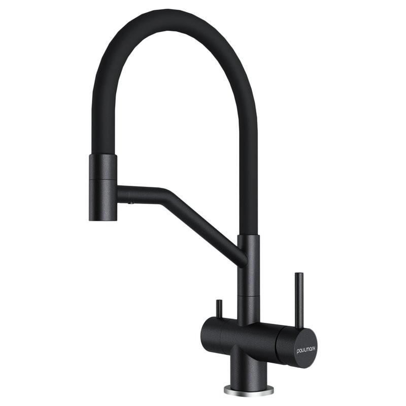 Смеситель для кухни Paulmark Rubert Ru213175-BLM с гибким изливом, черный