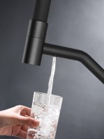 Смеситель для кухни Paulmark Rubert Ru213175-BLM с гибким изливом, черный