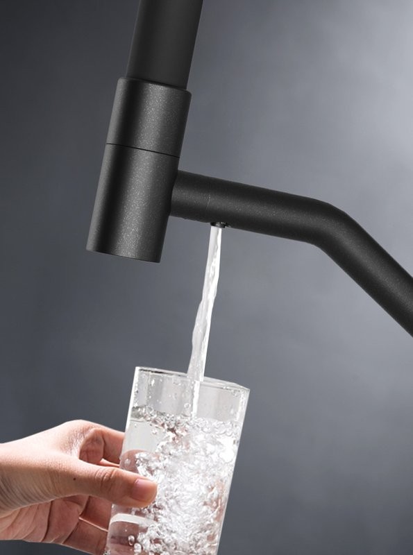 Смеситель для кухни Paulmark Rubert Ru213175-BLM с гибким изливом, черный