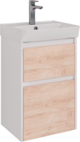 Тумба с раковиной Lemark Combi 45 дуб кантри, белая глянцевая