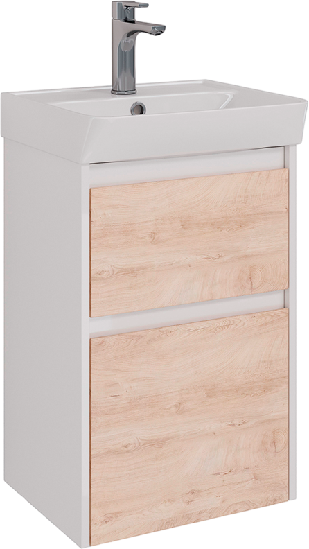 Тумба с раковиной Lemark Combi 45 дуб кантри, белая глянцевая