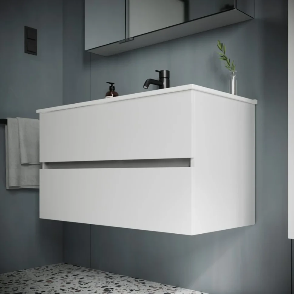 Тумба с раковиной Sancos Urban 100 см белый глянец