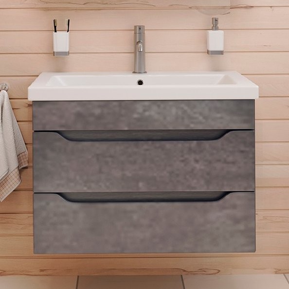 Тумба под раковину Emmy Стоун 80 подвесная, серый бетон