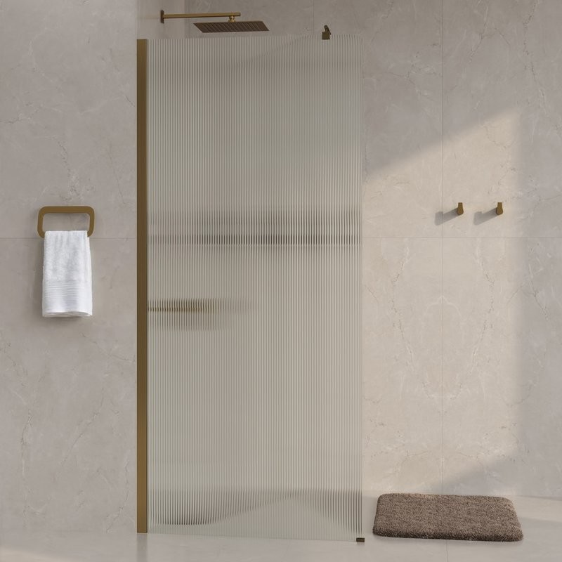 Душевая перегородка Wasserkraft Rur 30W 90 см, профиль матовое золото, стекло рифленое