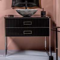 Тумба под раковину Armadi Art Monaco 100 для столешницы черная, хром