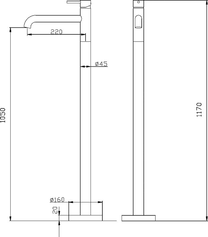 Напольный смеситель для раковины Abber Wasser Kreis AF8140 С ВНУТРЕННЕЙ ЧАСТЬЮ, хром