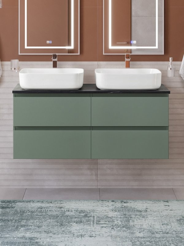 Тумба под раковину со столешницей BelBagno Kraft 120 подвесная, матовая еловая, столешница kep-120-2-mno, для двоих