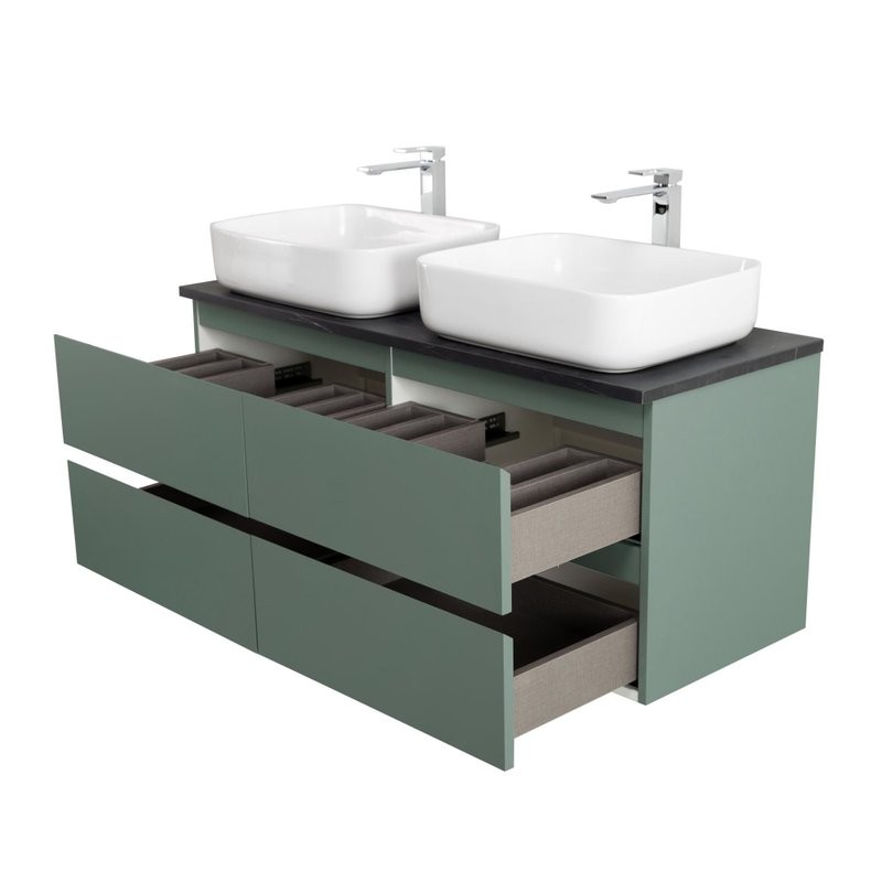 Тумба под раковину со столешницей BelBagno Kraft 120 подвесная, матовая еловая, столешница kep-120-2-mno, для двоих