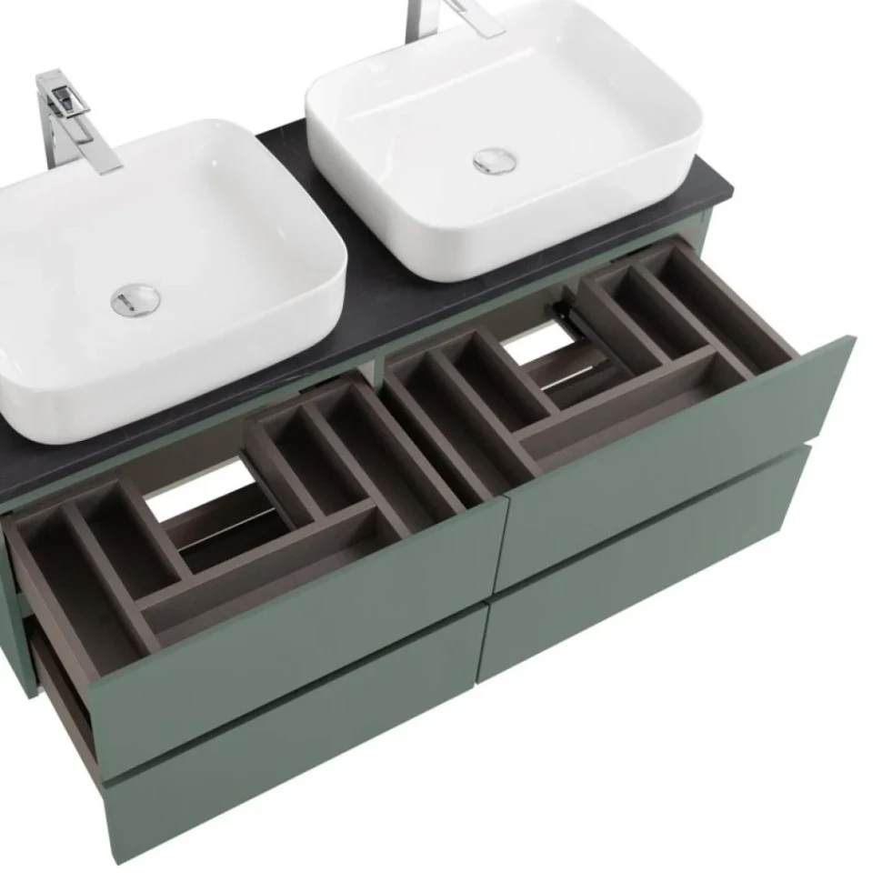 Тумба под раковину со столешницей BelBagno Kraft 120 подвесная, матовая еловая, столешница kep-120-2-mno, для двоих