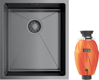 Комплект Мойка Omoikiri Taki 38-U/IF-GM вороненая сталь + Измельчитель Nagare 750