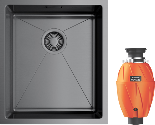 Комплект Мойка Omoikiri Taki 38-U/IF-GM вороненая сталь + Измельчитель Nagare 750
