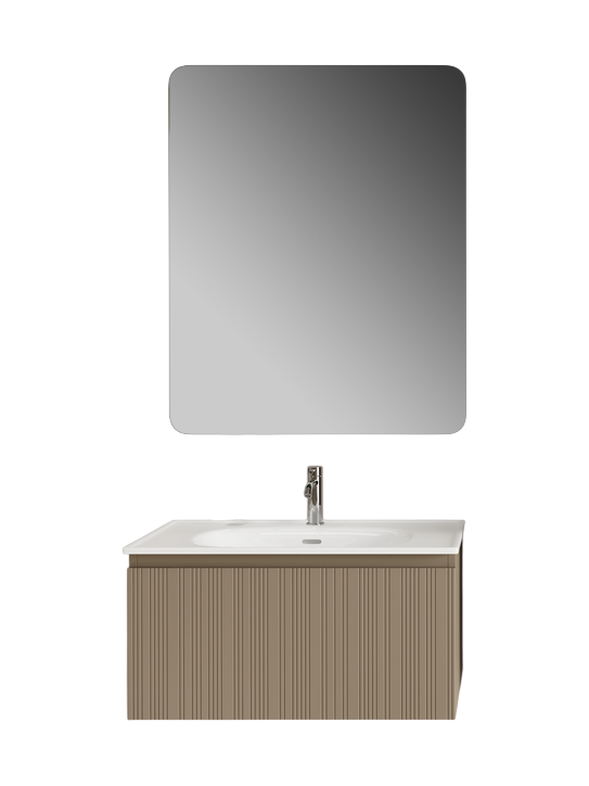 Мебель для ванной комнаты Sancos Code 80 подвесная, серо-бежевая