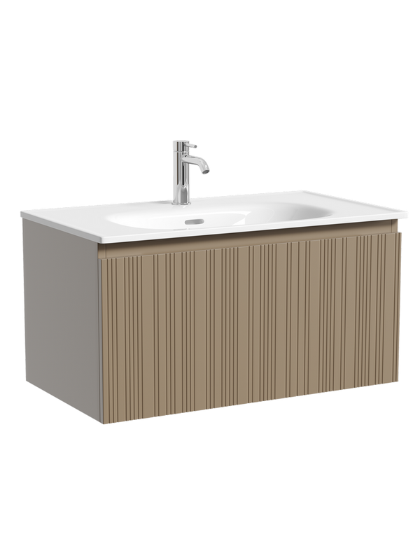 Мебель для ванной комнаты Sancos Code 80 подвесная, серо-бежевая