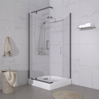 Душевой уголок Triton Терра -Графит 90х90х207, профиль вороненая сталь, стекло прозрачное