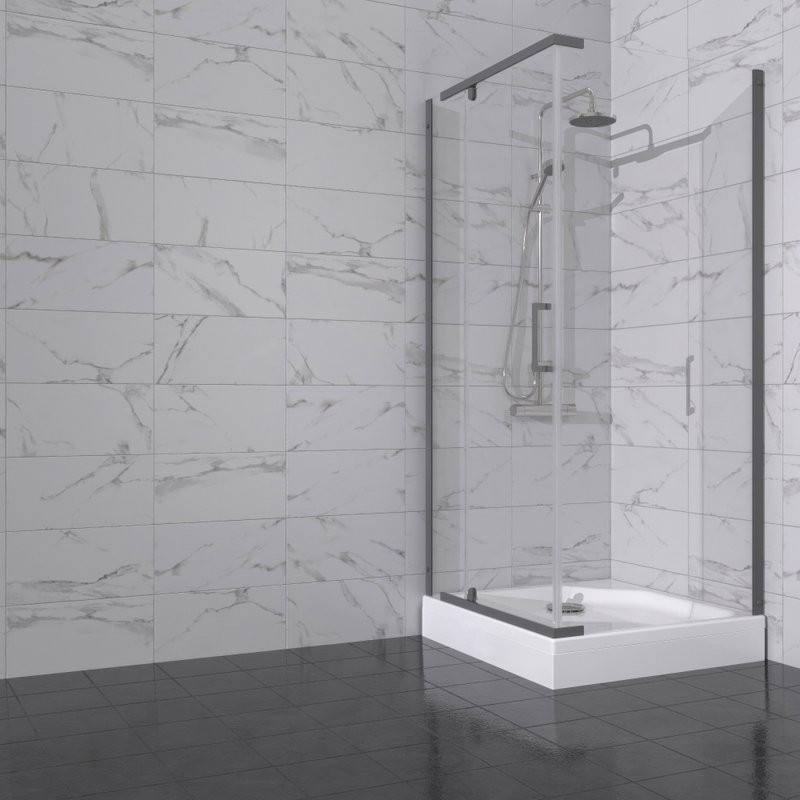 Душевой уголок Triton Терра -Графит 90х90х207, профиль вороненая сталь, стекло прозрачное