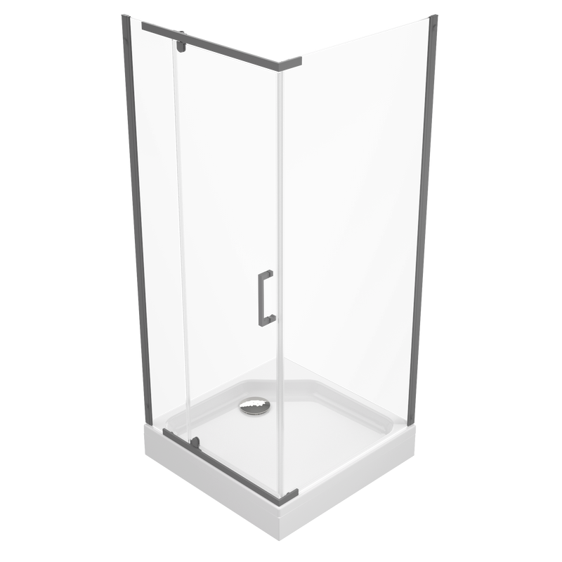 Душевой уголок Triton Терра -Графит 90х90х207, профиль вороненая сталь, стекло прозрачное