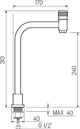 Кран РМС SUS124-270-1 нержавеющая сталь