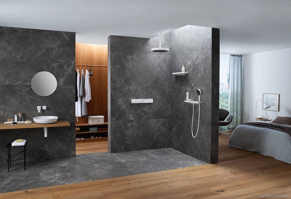 Шланговое подключение Hansgrohe Rainfinity 26858700 с полкой