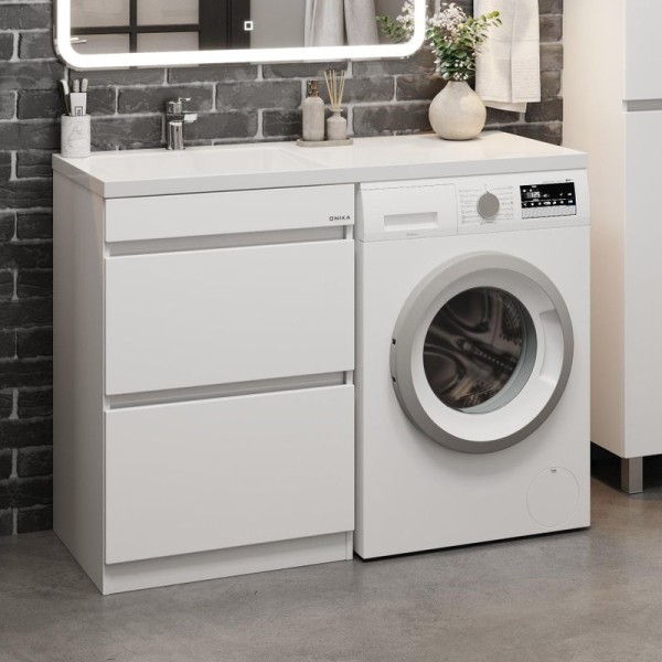 Тумба с раковиной Onika Милтон 58, с ящиками, под стиральную машину, L