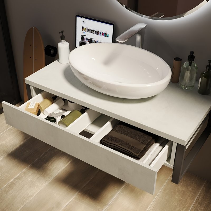 Мебель для ванной комнаты 1MarKa Grunge Loft 80 бетон светлый