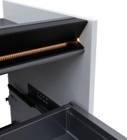 Тумба с раковиной Allen Brau Activity 70 с подсветкой, матовый белый, черный браш, столешница белая, раковина Fantasy Y 64x40, белая